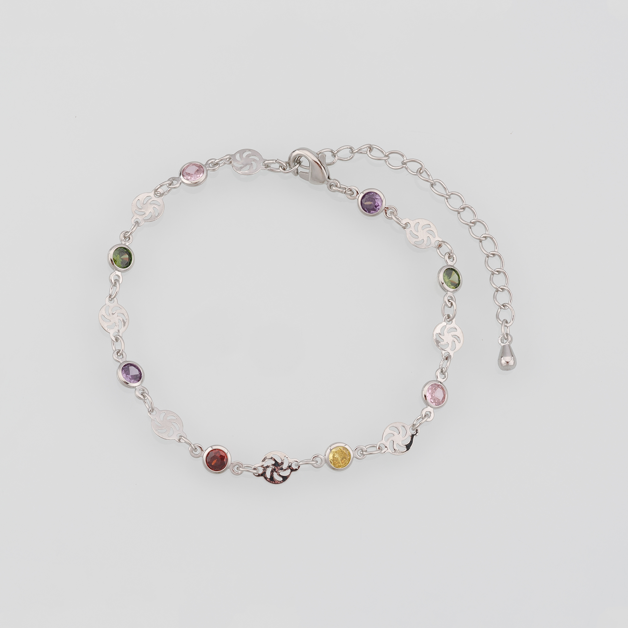 18K Gold Filled Round Bracelet,Multicolor Zircon Bracelet,Colorful Bracelet,Adjustable Bracelet,Gift For Her