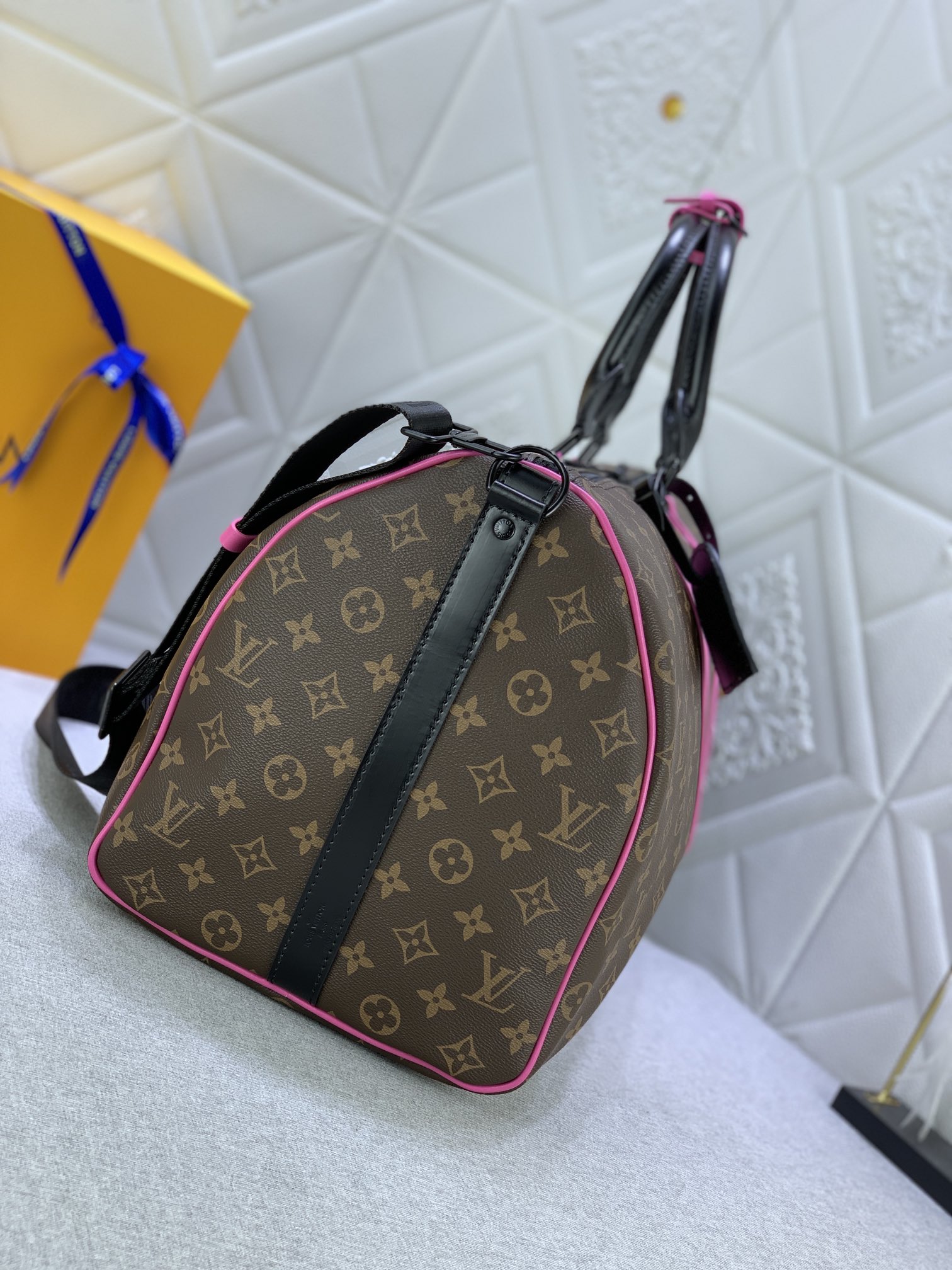 Louis Vuitton Keepall Bandouli Re 50 Brown And Pink Macassar Canvas M45866