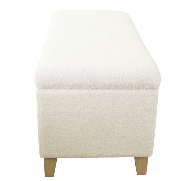 Faux Shearling Storage Bench Cream Homepop