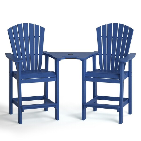 Beach Balcony Chair Barstool with Removable Table,WoodLike HDPE Backyard Garden Dining Chairs,Adirondack Arm Chairs Set of 2,