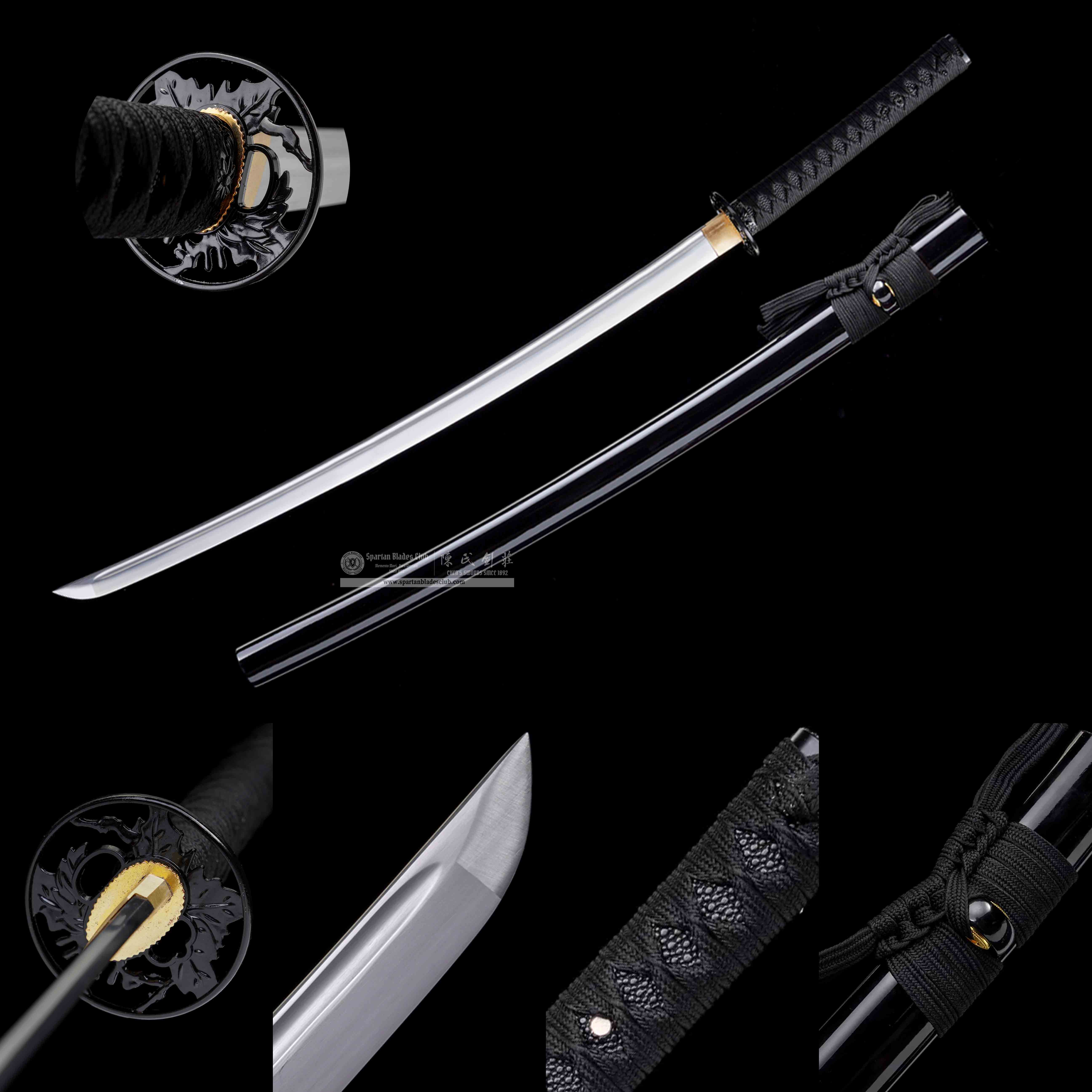 HW41 | Kageha | Not Sharpened | Practice Sword | Katana | Carbon Steel | Black | Leaf | Full-tang | Spartan Blades Club | CHEN'S SWORDS 1892 - Spartan Blades Club - 陳氏劍莊1892