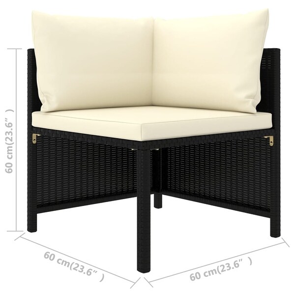 vidaXL 4 Piece Patio Sofa Set with Cushions Black Poly Rattan