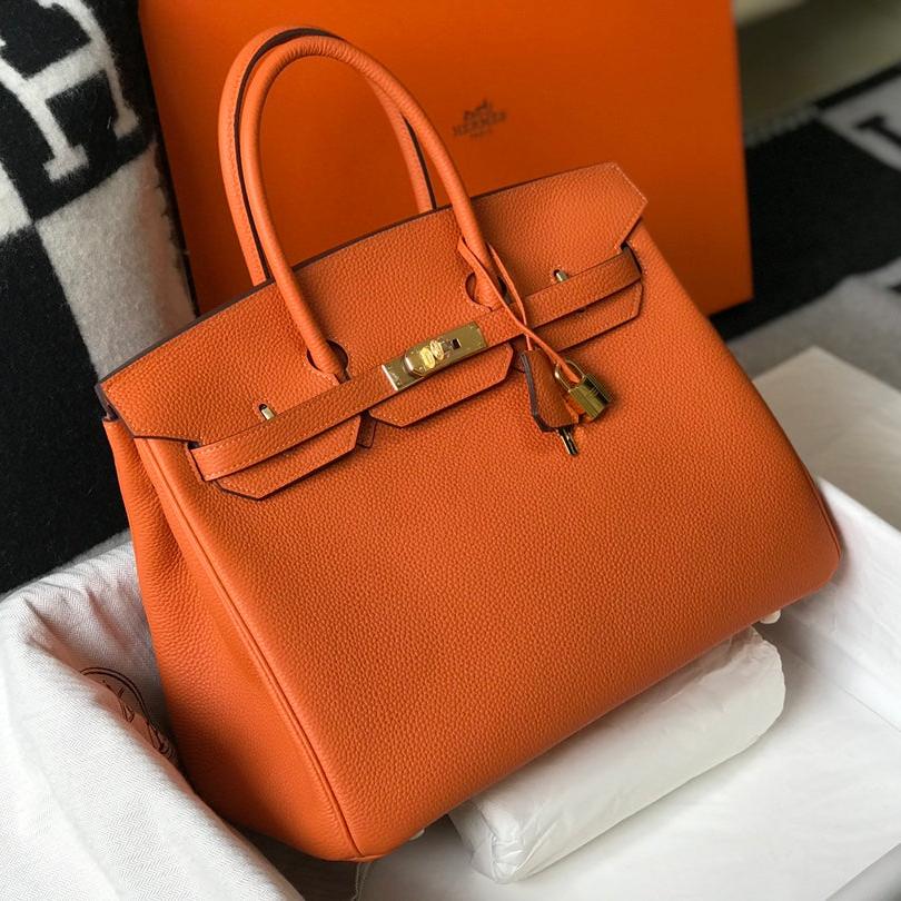 Hermes Birkin 35Cm Bag Orange Togo Gold Hardware
