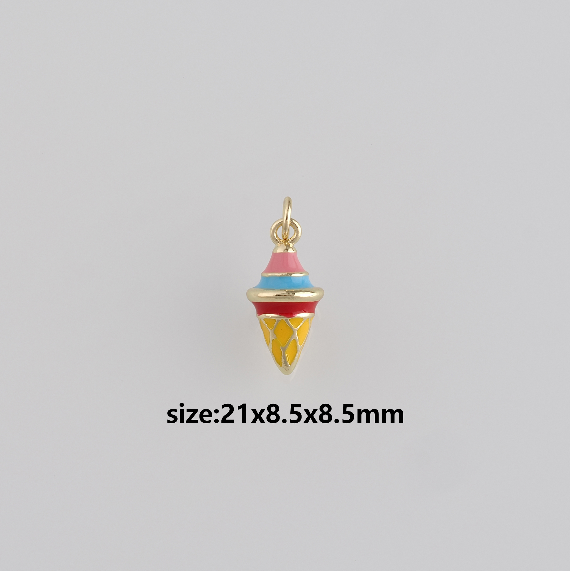18K Gold Filled Ice Cream Pendant,Enamel Ice Cream Charm Earrings Necklace for DIY Jewelry Making Supply