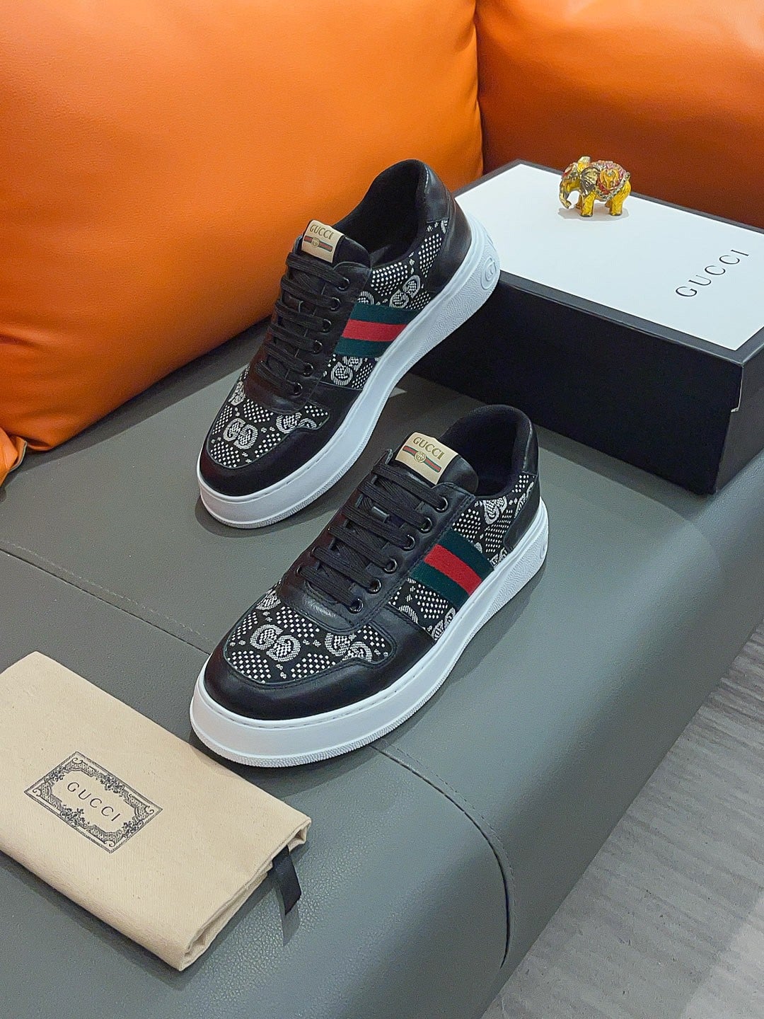 Gucci Screener Gg High Top Sneaker Leather In Black