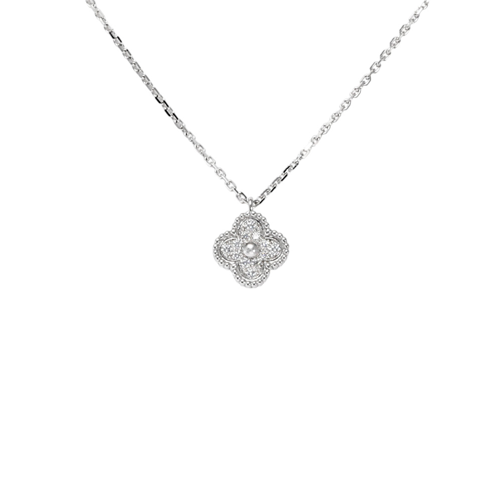 Van Cleef & Arpels Sweet Alhambra Necklace 18K White Gold Diamond VCARO85900