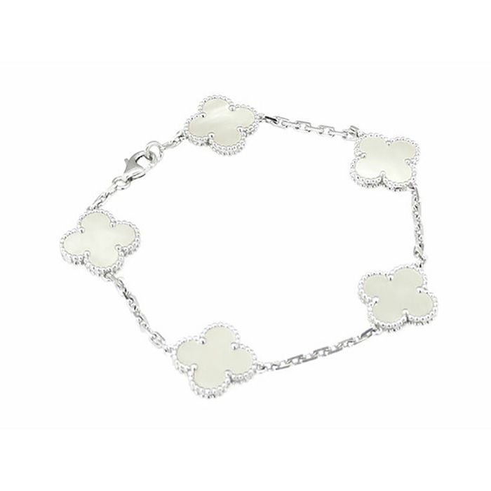 Van Cleef & Arpels Vintage Alhambra 5 Motifs Bracelet 18K White Gold