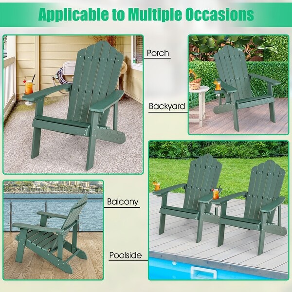 Costway Patio HIPS Adirondack Chair with Cup Holder Weather Resistant