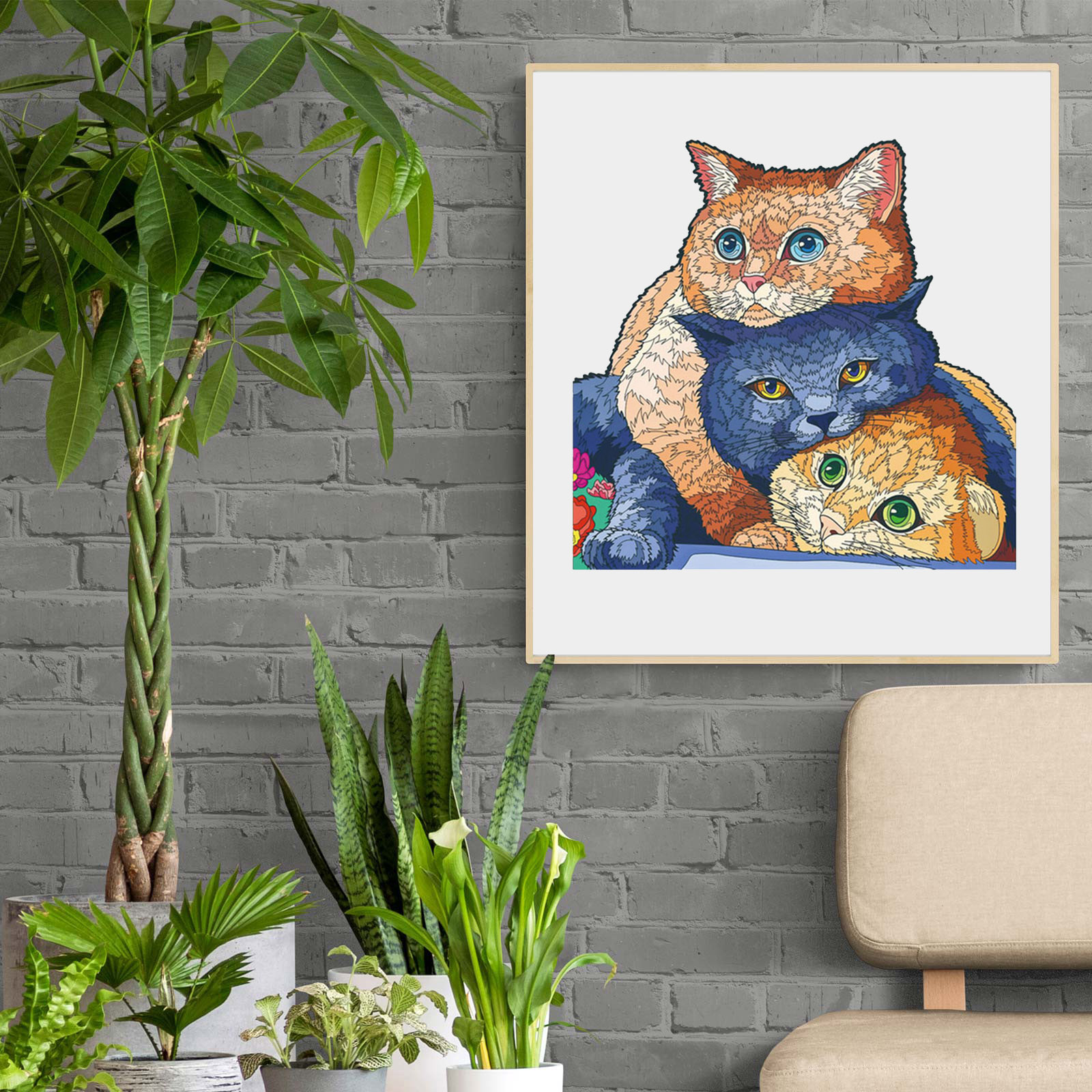 Wooden Animal Puzzle-Lovely Three Cats