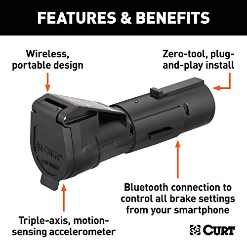 CURT Echo Mobile Electric Trailer Brake Controller with Bluetooth-Enabled Smartphone Connection