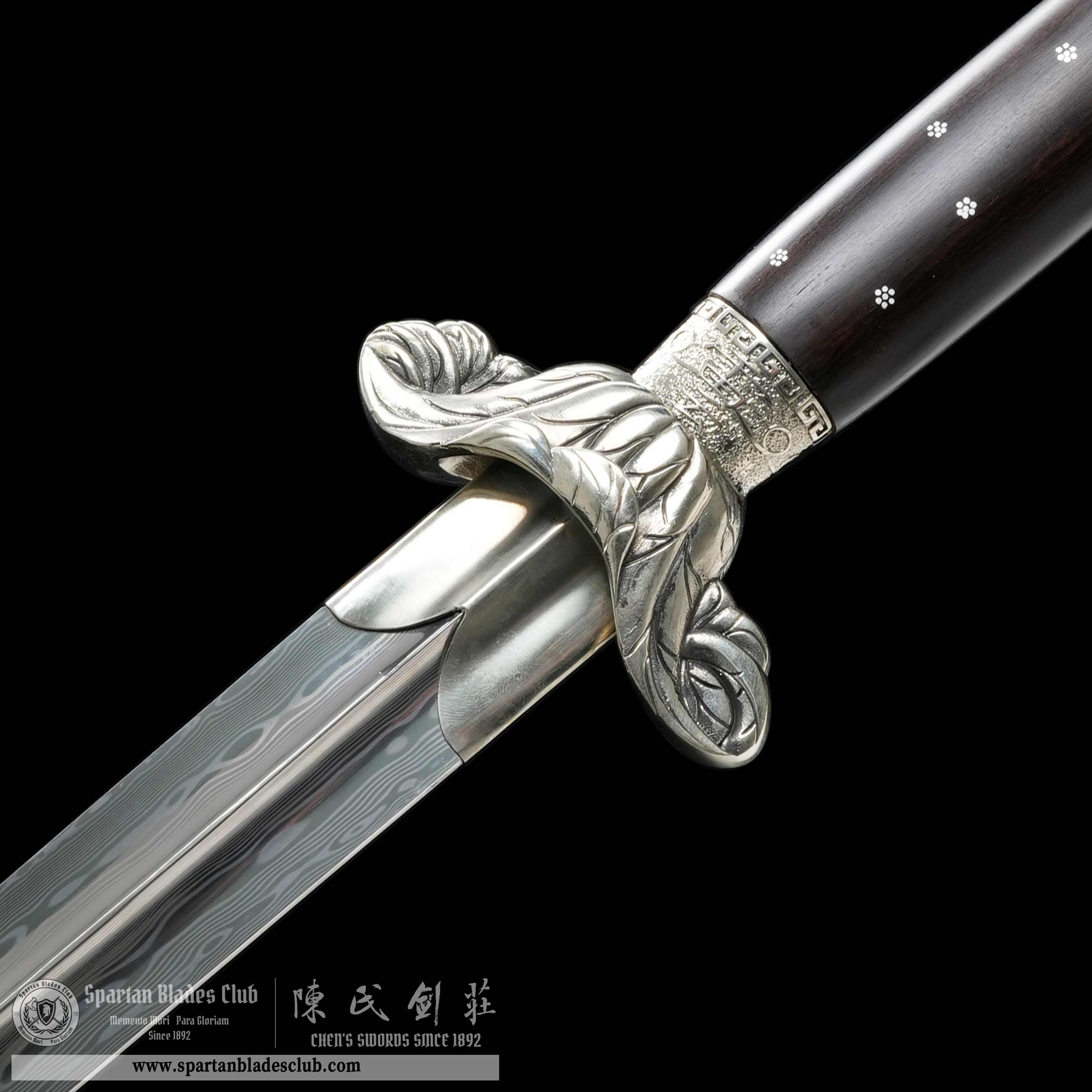 XA01 | Lianhua Jian | Chinese weapons | Damascus steel | Black&Silver | Flower (lotus) | Battle-Ready | Full-tang | Spartan Blades Club | CHEN'S SWORDS 1892 - Spartan Blades Club - 陳氏劍莊1892