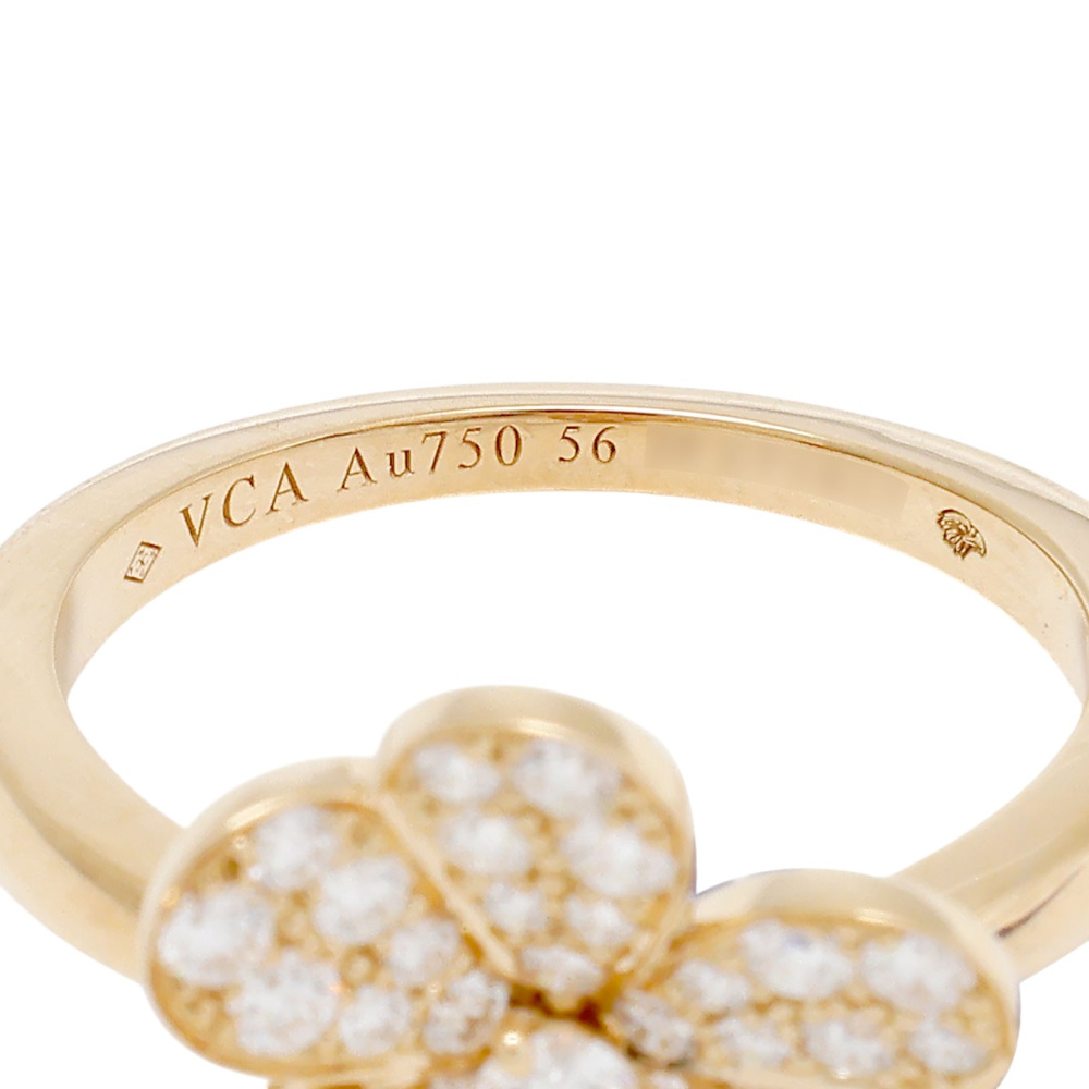 Van Cleef & Arpels Frivole 1 Flower Ring 18K Yellow Gold Diamond VCARPJMQ00