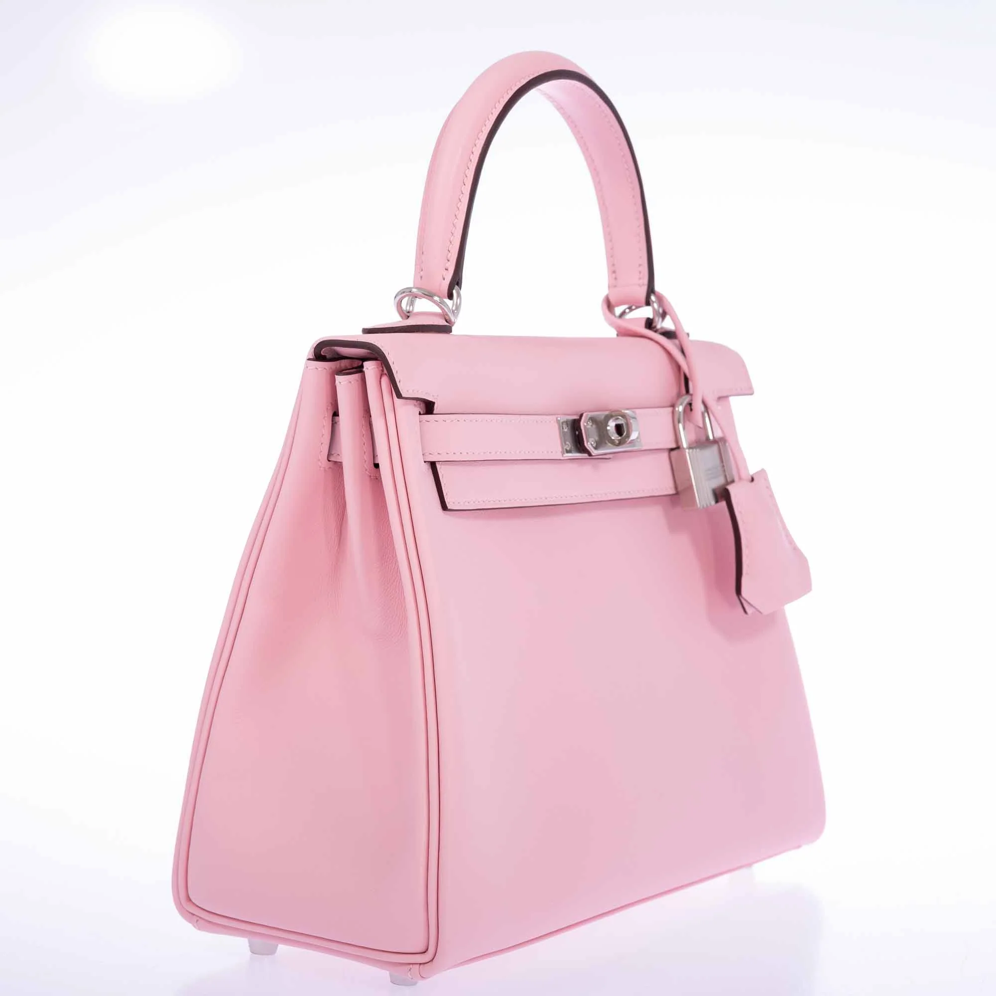 Hermès Kelly 25 Retourné Rose Sakura Swift Palladium Hardware
