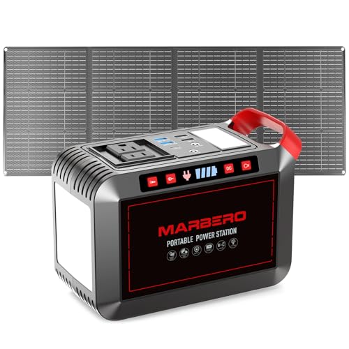 MARBERO Portable Power Station 88Wh Camping Lithium Battery Solar Generator Fast Charging with AC Outlet 120W Peak Power Bank(Solar Panel Optional) for Home Backup Outdoor Emergency RV Van Hunting