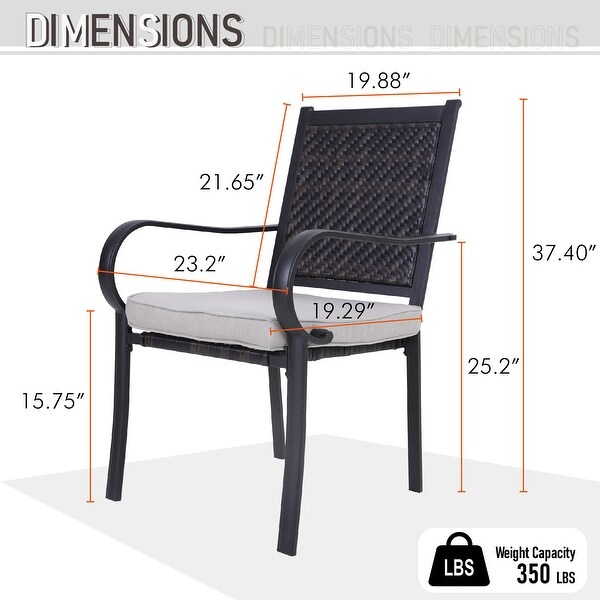 MAISON ARTS 5piece Patio Dining Set,4 Rattan Chairs with Cushion and 1 Table with Umbrella Hole