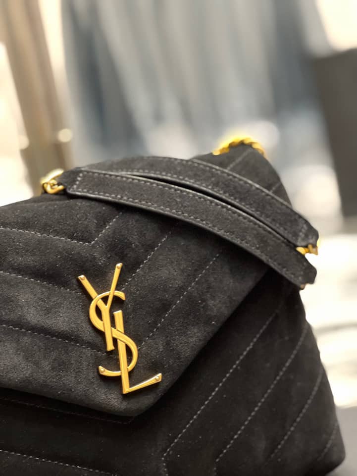 Saint Laurent Loulou Small Flap Bag Suede Black 25Cm