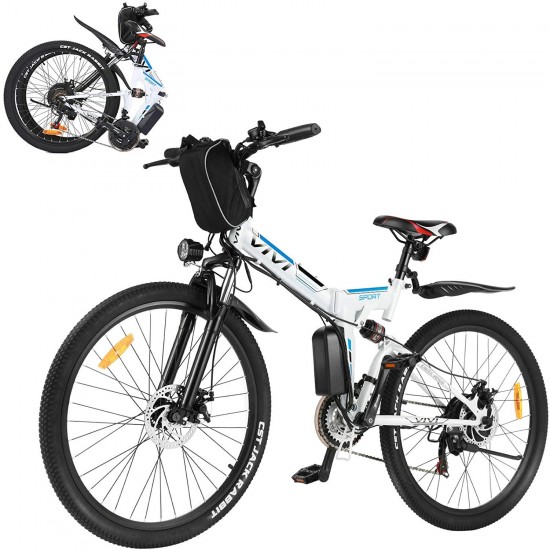 Folding Electric Bike,350W Ebike 26inch Electric Mountain Bicycle Lightweight E-Bike,Electric Bicycles for Adults &Men&Women, with 21 Speed Gears