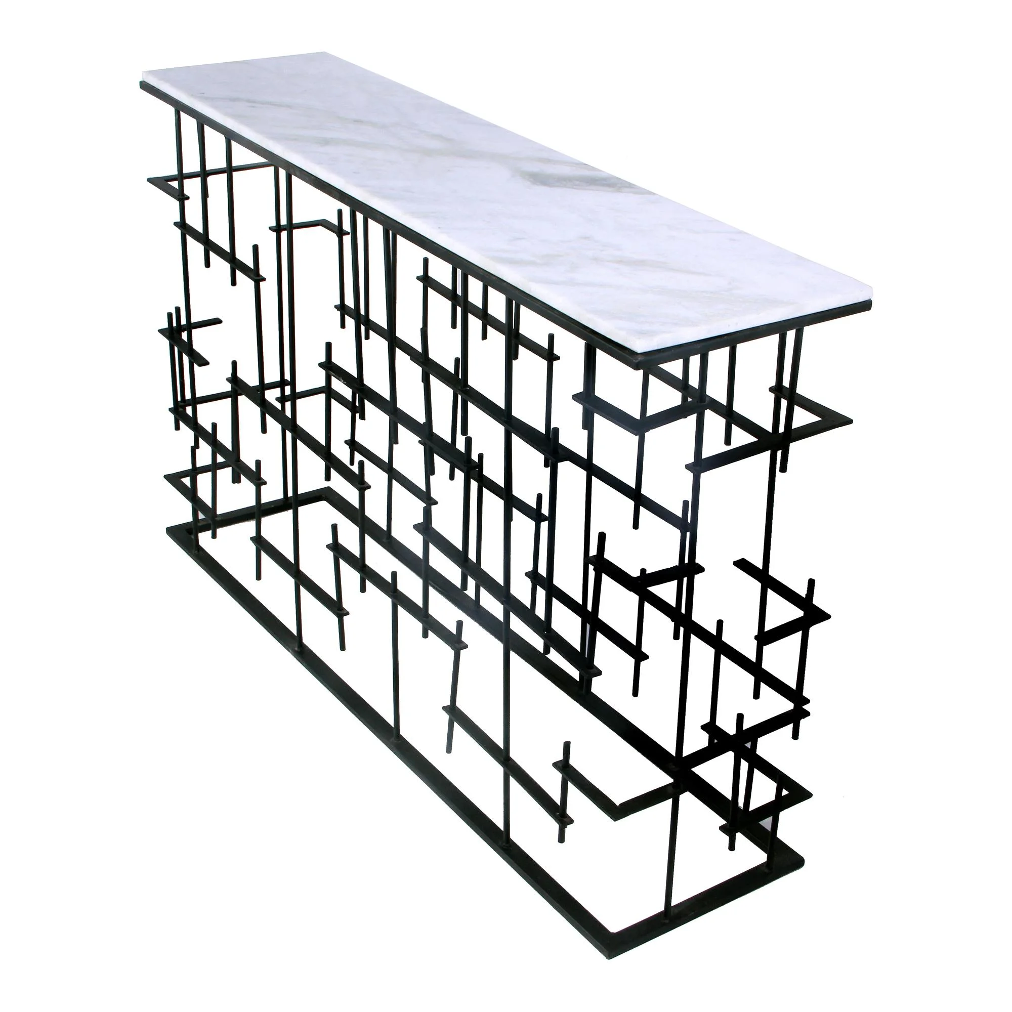 Moe's Home Collection Matrix Contemporary Marble Console Table in White