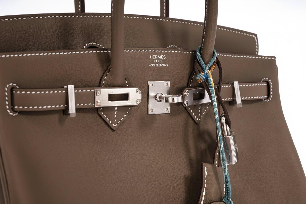 Hermès Birkin 25 Etoupe Swift Palladium Hardware