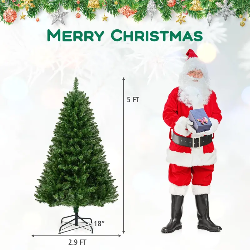 Pre-Lit Artificial Christmas Tree – 7 Light Modes & Collapsible Metal Stand Included
