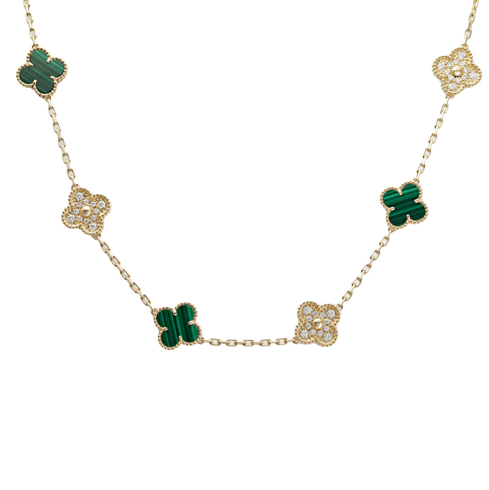 Van Cleef & Arpels Vintage Alhambra Necklace 10 Motifs 18K Yellow Gold VCARO9J400