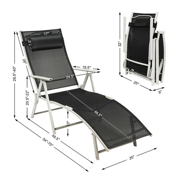 Costway 2PC Folding Chaise Lounge Chair with Cushion
