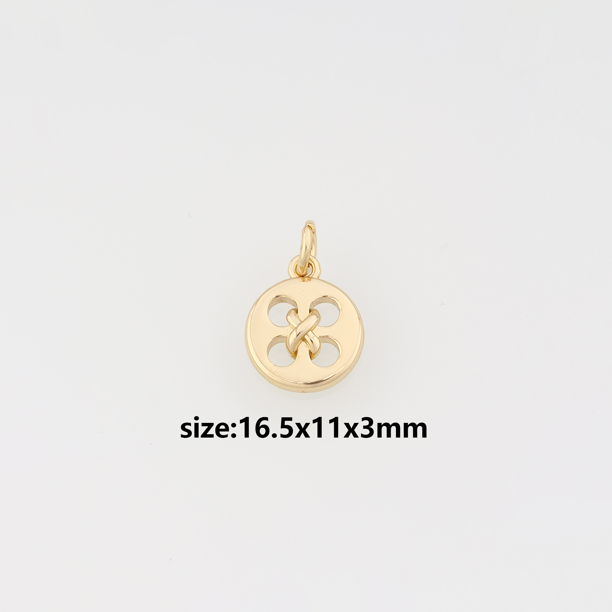 18K Gold Filled Button Pendant,Dainty Button Charm Earrings Necklace for DIY Jewelry Making Supply