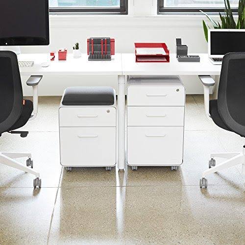 Poppin White Mini Stow 2-Drawer File Cabinet, Rolling
