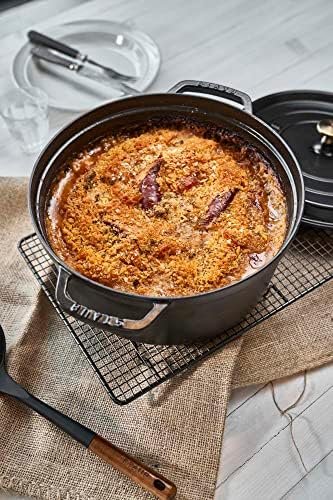 Cast Iron Dutch Oven 7-qt Round Cocotte, Serves 7- 8, Black Matte