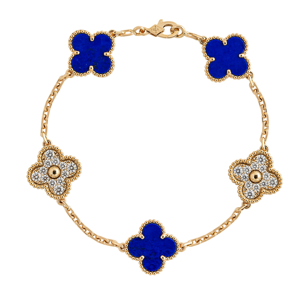 Van Cleef & Arpels Vintage Alhambra 5 Motifs Bracelet 18K Yellow Gold VCARP2LN00