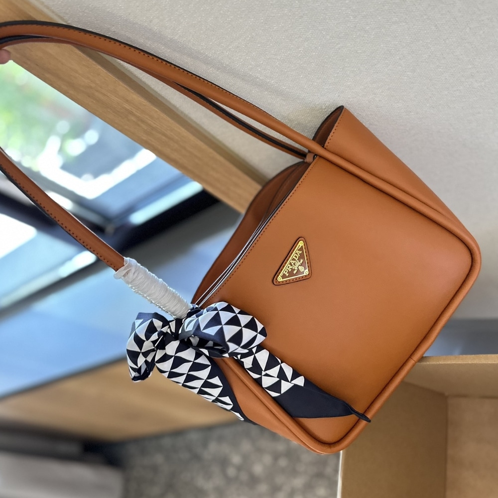 Prada Leather Mini Tote Bag Caramel 25Cm