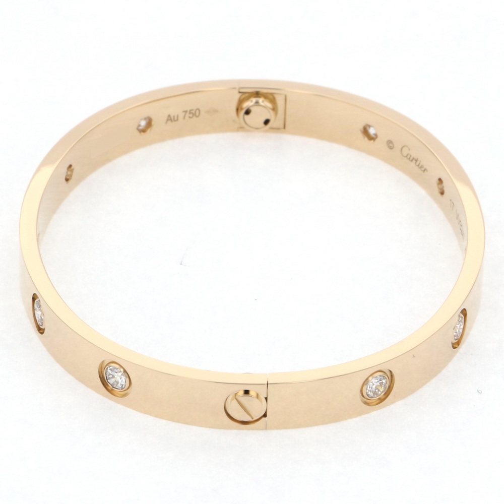Cartier Love Full Diamond #17 Bracelet 18K Yellow Gold