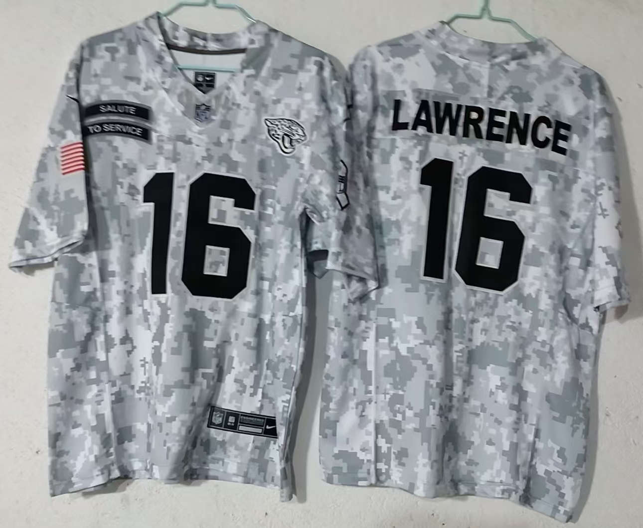 Men's Jacksonville Jaguars Trevor Lawrence #16 Arctic Camo 2024 Salute to Service Limited Jersey