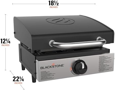 Stainless Steel Propane Gas Portable, Flat Top Griddle Frill Station for Kitchen, Camping, Outdoor, Tailgating, Tabletop, Countertop – Heavy Duty & 12, 000 BTUs, 17 Inch, Black