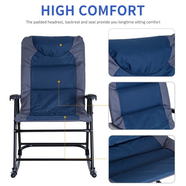 Outsunny Folding Rocking Chair Set with Padded Seat and Back,Pillow