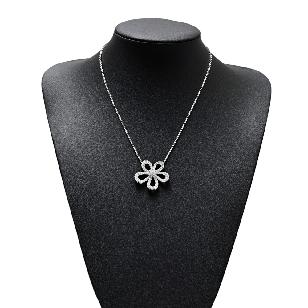 Van Cleef & Arpels Flower Lace Necklace 18K White Gold Diamond VCARP05200