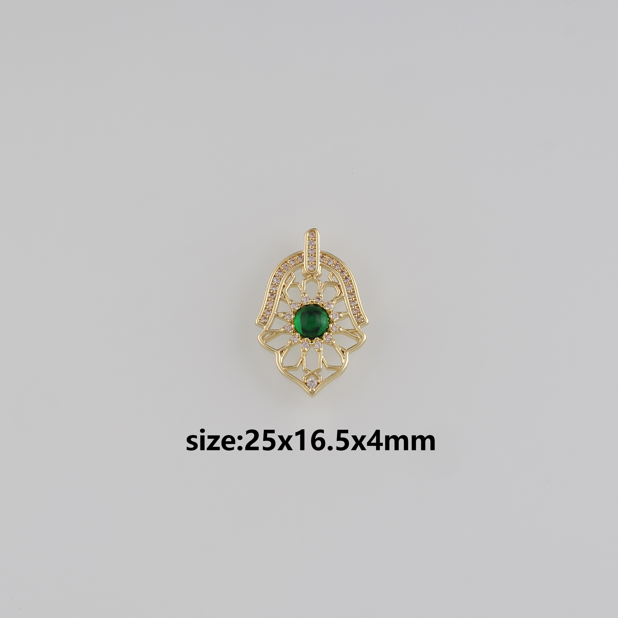 18K Gold Filled Hamsa Pendant,CZ Micro Pave Hamsa Charm Earrings Necklace for DIY Jewelry Making Supply