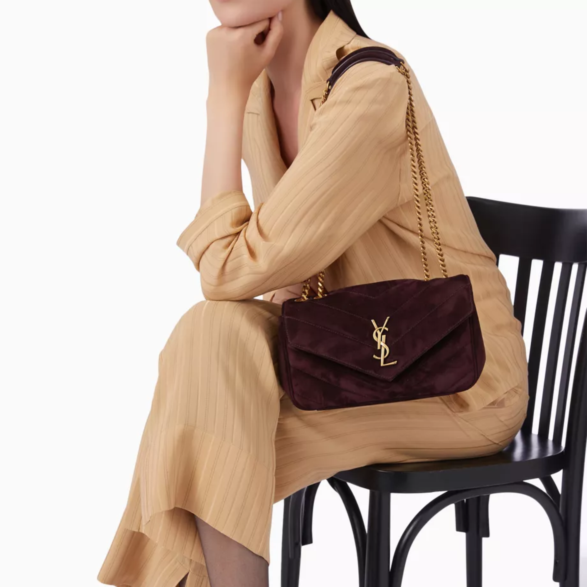 Saint Laurent Loulou Small Smoky Burgundy 24cm/9.4in
