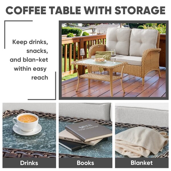 Patio Furniture Wicker Loveseat Sofa