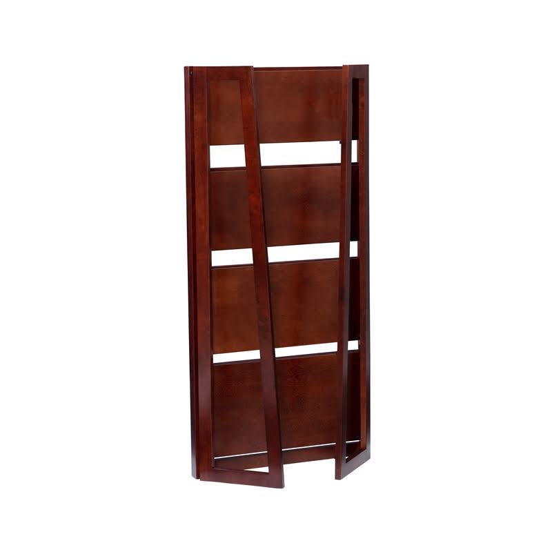 Linon Evans Wood Folding Bookcase in Walnut - CYMX2191