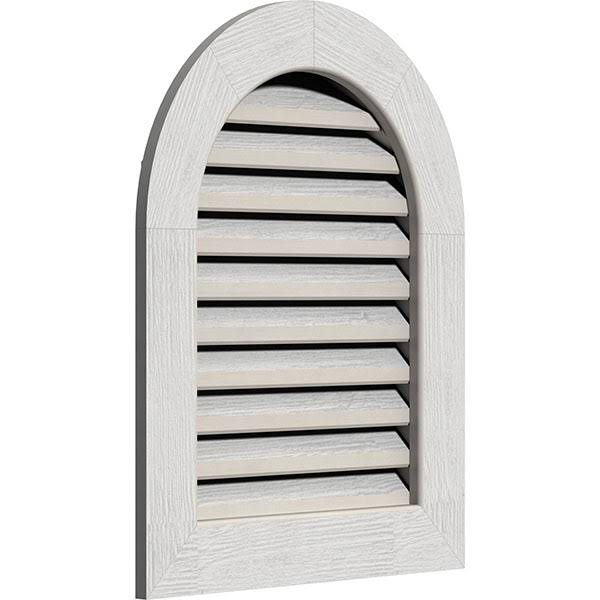 Ekena Millwork GVWRT14X1801RFPWR 14x22W x 18x22H Round Top Gable Vent (19x22W x 23x22H Frame Size): Primed, Functional, Rough Sa