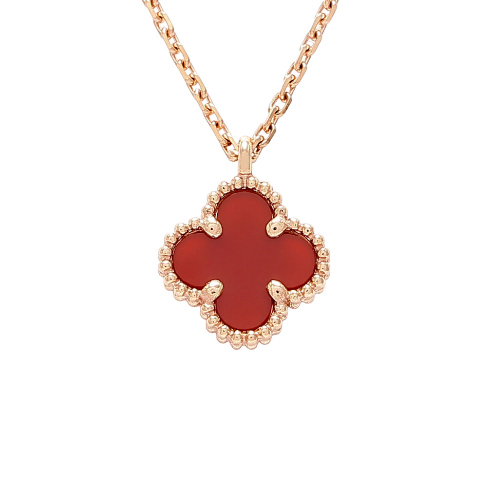 Van Cleef & Arpels Sweet Alhambra Necklace 18K Rose Gold Carnelian VCARN59M00