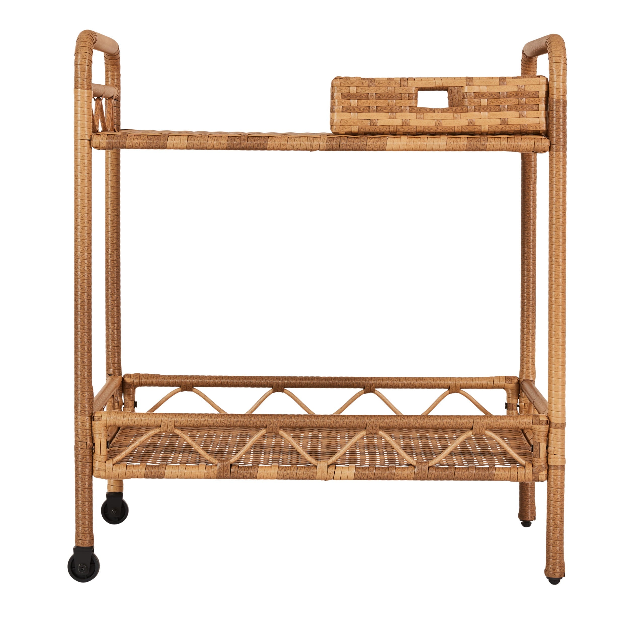 Better Homes and Gardens Willow Sage Steel Wicker Bar Cart, Brown