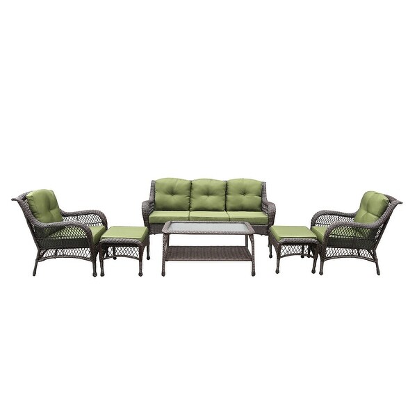 6piece Resin Wicker Patio Furniture Conversation Set with High Back