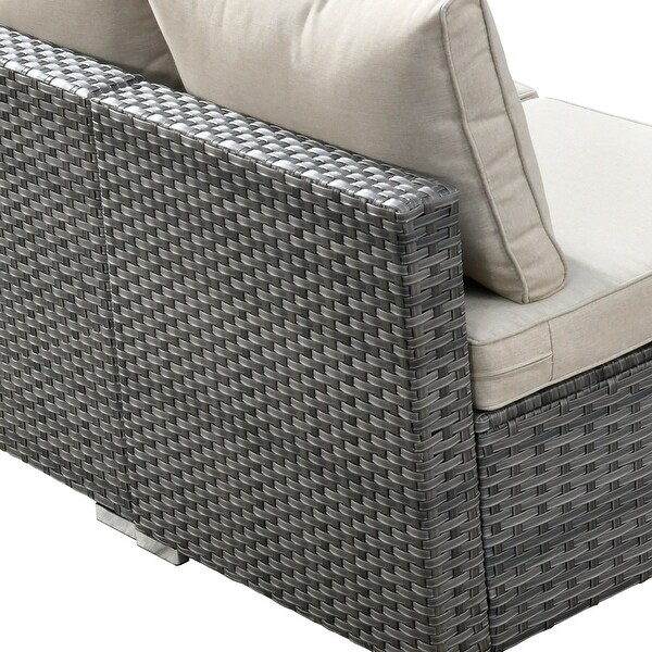 HOOOWOOO 8piece Patio Furniture Set Wicker Sectional Sofa with Fire Pit Table
