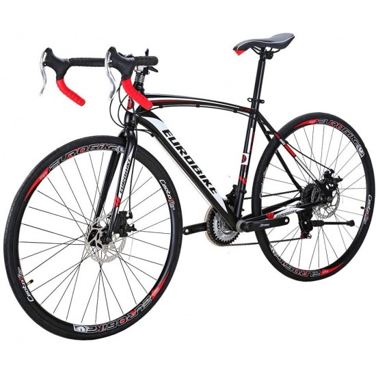 XC550 Road Bike 21 Speed 49 cm Frame 700C L Wheels Road Bicycle Dual Disc Brake Bicycle Black-White 30
