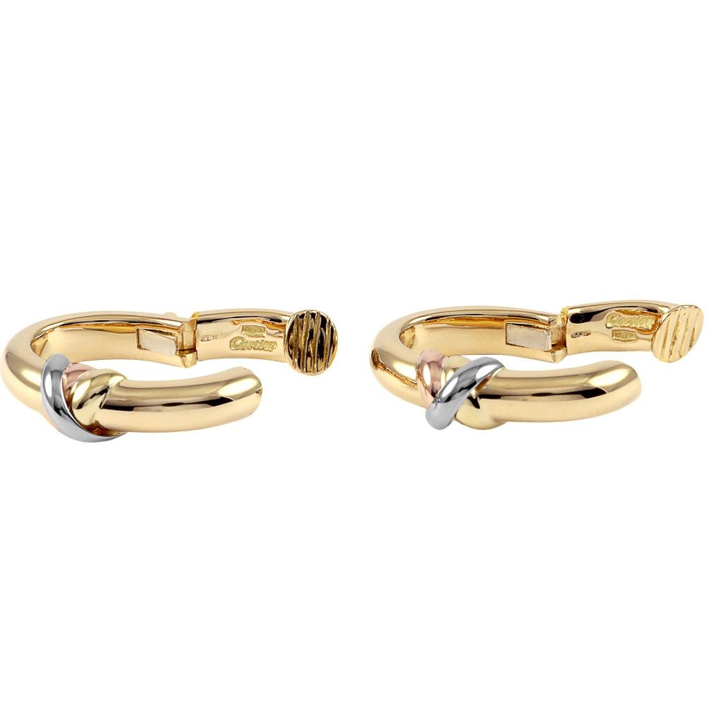 Cartier Thread K18 Yellow Gold K18 Pink Gold 18k White Gold Earrings Tri-Gold
