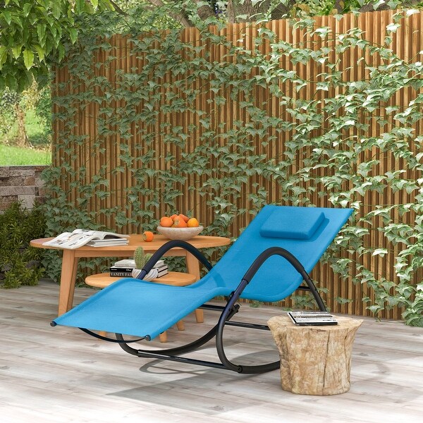 Outsunny Rocking Chair,Zero Gravity Patio Chaise Sun Lounger,Outdoor Rocker,UV Water Resistant