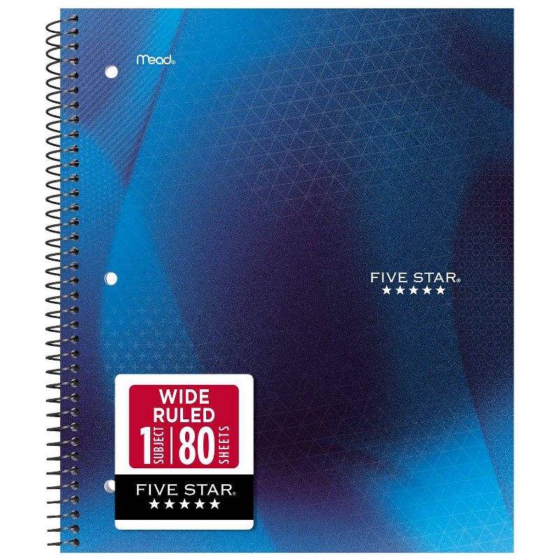 Five Star 8"x10.5" Active Wide Ruled Notebook 80 Pages Blue