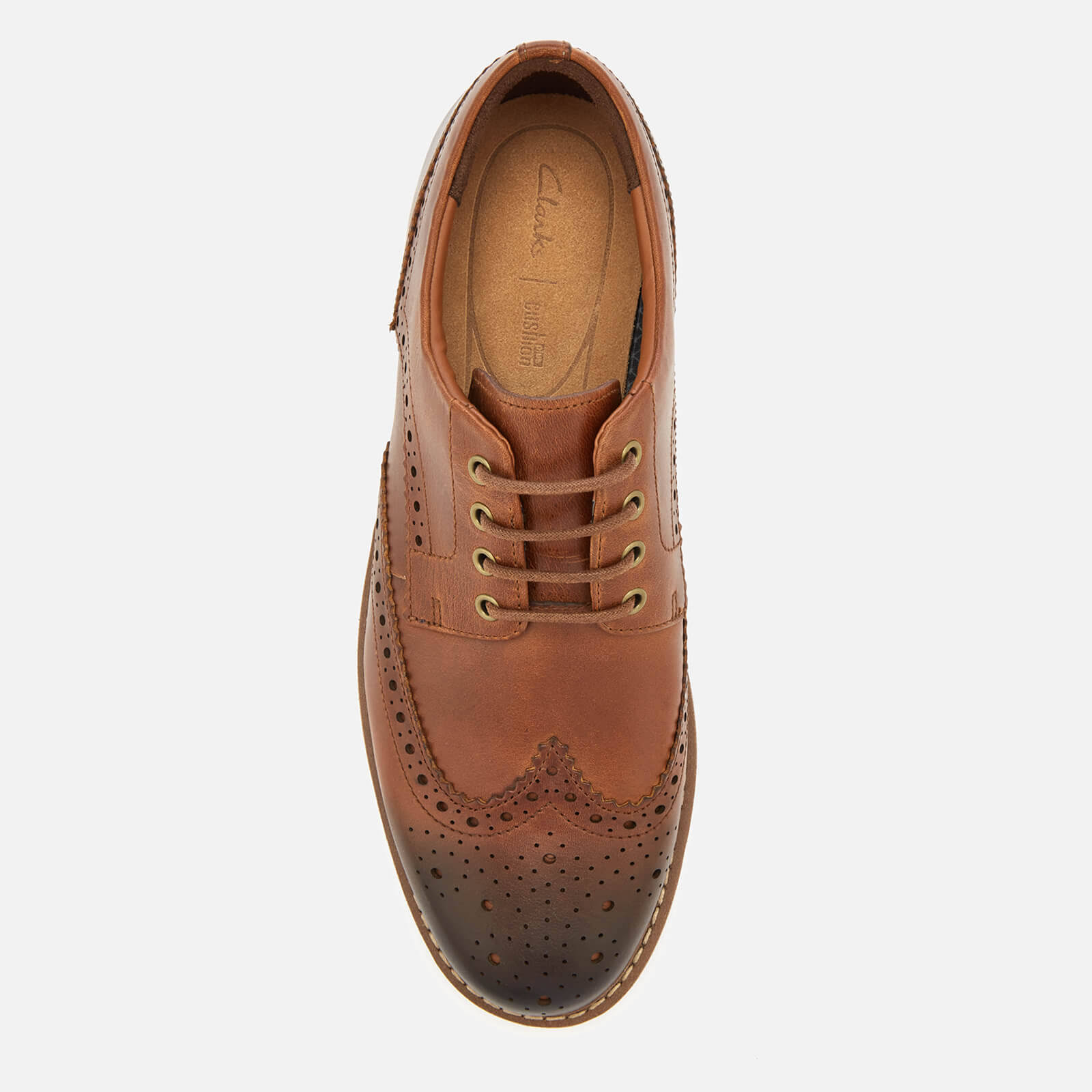 Clarks Men&s BATCOMBE Wing Leather Brogues - Dark Tan - UK 11